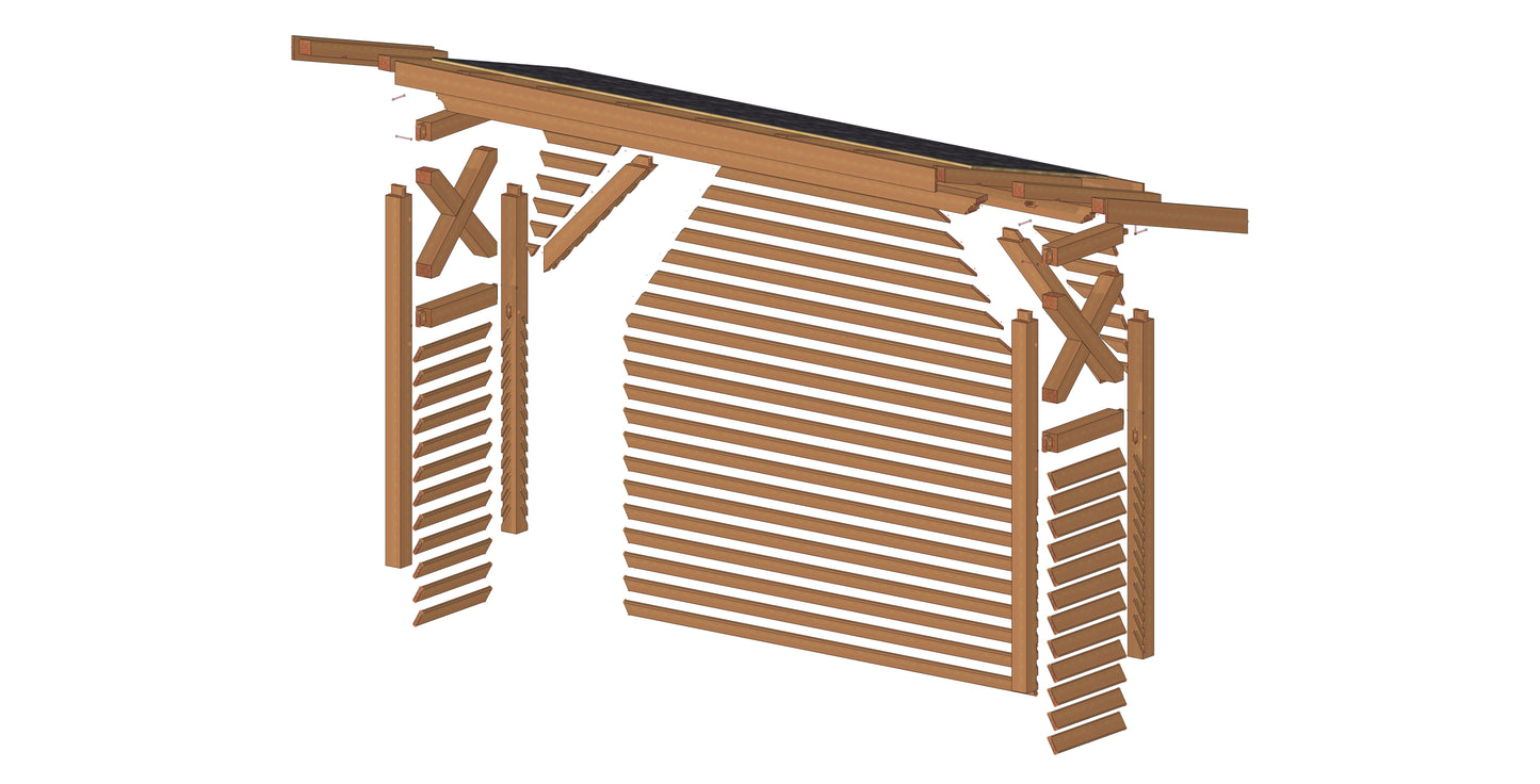 Plans abri bois (13'x3'7" / 4x1.1 m)