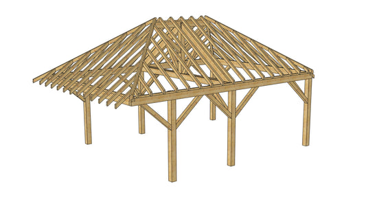 Plan carport 4 pentes (20'x22' / 6x8.5 m)